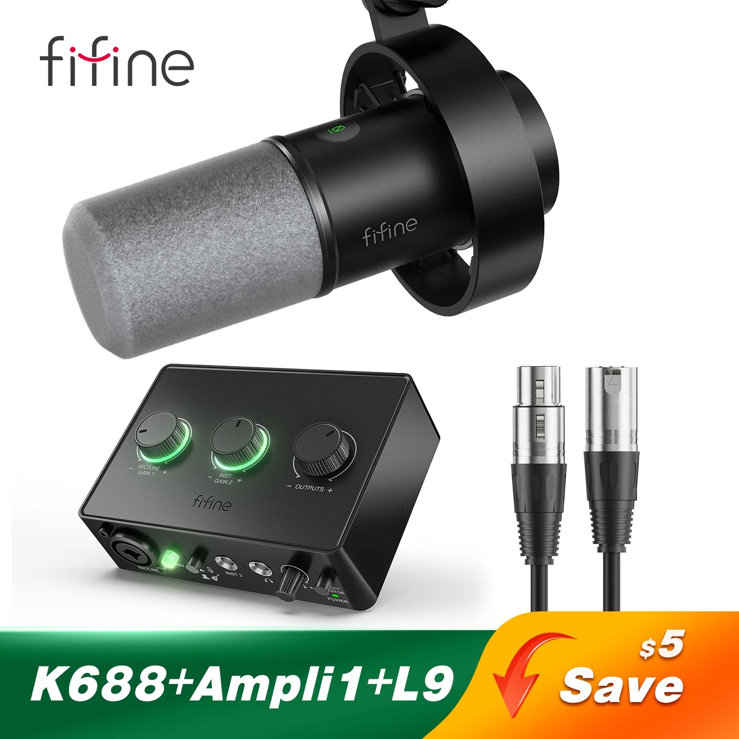 Pack FIFINE K688/H8/Ampli1