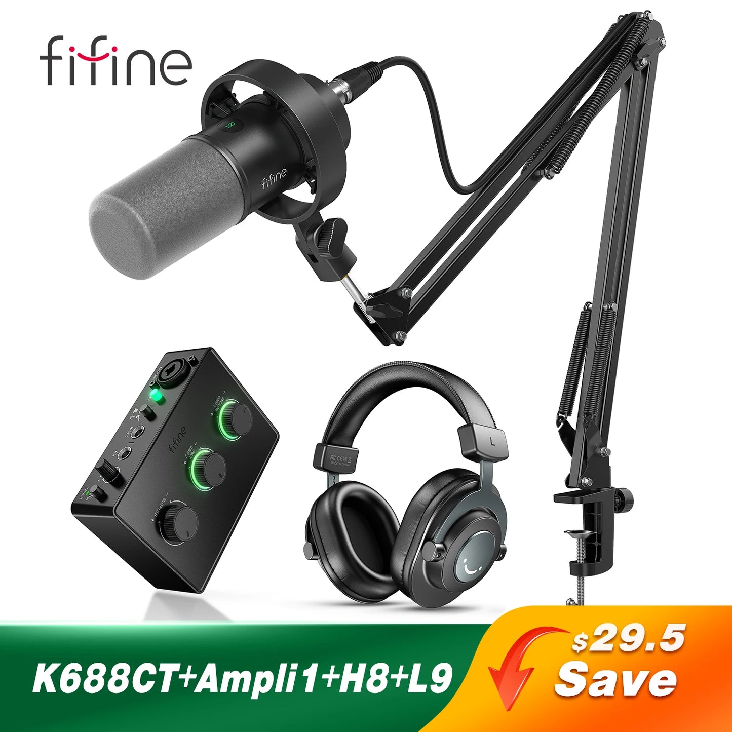 Pack FIFINE K688/H8/Ampli1